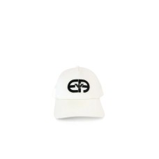 EMPORIO ARMANI CAPPELLO DA BASEBALL WHITE CON LOGO r-EAcreate RICAMATO BLACK 