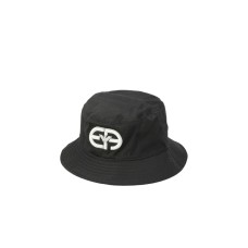 EMPORIO ARMANI CAPPELLO CLOCHE BLACK CON LOGO  r-EAcreate RICAMATO WHITE 