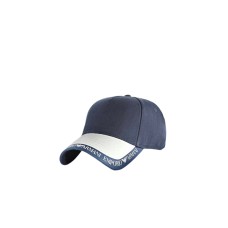 EMPORIO ARMANI CAPPELLO DA BASEBALL BLU NAVY CON VISIERA LOGO LETTERING E INSERTO IN SAFFIANO WHITE