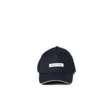 EMPORIO ARMANI  CAPPELLO DA BASEBALL BLUE CON PATCH IN LEATHER WHITE CON LOGO LETTERING 