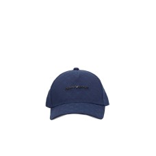 EMPORIO ARMANI CAPPELLO DA BASEBALL BLUE IN TESSUTO JACQUARD EAGLE ALL OVER E LOGO LETTERING