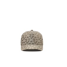 EMPORIO ARMANI CAPPELLO DA BASEBALL BEIGE CON LOGO LETTERING EA E LOGO AQUILA ALL OVER