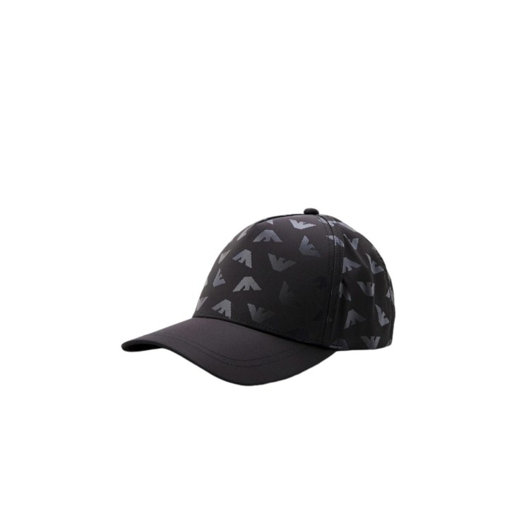 EMPORIO ARMANI CAPPELLO DA BASEBALL UNISEX BLACK CON LOGO EAGLE ALL OVER 