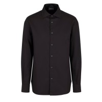 EMPORIO ARMANI CAMICIA REGULAR FIT IN COTONE BLACK CON LOGO LETTERING JACQUARD ALL OVER	