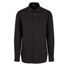 EMPORIO ARMANI CAMICIA REGULAR FIT IN COTONE BLACK CON LOGO LETTERING JACQUARD ALL OVER	