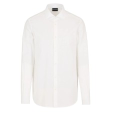 EMPORIO ARMANI CAMICIA REGULAR FIT WHITE IN COTONE CON LOGO LETTERING JACQUARD ALL OVER