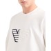 EMPORIO ARMANI FELPA REGULAR FIT WHITE IN DOUBLE JERSEY CON MAXI AQUILA BICOLOR EMBOSSED SU FONDO CHEVRON	