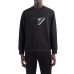 EMPORIO ARMANI FELPA REGULAR FIT BLACK IN DOUBLE JERSEY CON MAXI AQUILA BICOLOR EMBOSSED SU FONDO CHEVRON