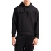 EMPORIO ARMANI FELPA BLACK REGULAR FIT CON CAPPUCCIO E LOGO LETTERING IN DOUBLE JERSEY	