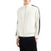 EMPORIO ARMANI FELPA FULL ZIP IN DOUBLE JERSEY DI MISTO COTONE WHITE CON BANDE BLACK CON LOGO LETTERING A RILIEVO	