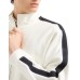 EMPORIO ARMANI FELPA FULL ZIP IN DOUBLE JERSEY DI MISTO COTONE WHITE CON BANDE BLACK CON LOGO LETTERING A RILIEVO	