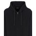 EMPORIO ARMANI FELPA FULL ZIP CON CAPPUCCIO BLACK CON LOGO LETTERING ALL OVER