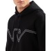 EMPORIO ARMANI FELPA REGULAR FIT IN JERSEY BLACK CON CAPPUCCIO E LOGO EAGLE BOMBATO A RILIEVO