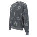 EMPORIO ARMANI PULLOVER GIROCOLLO REGULAR FIT BLUE IN LANA CON LOGO LETTERING ALL OVER GREY SFOGATO 