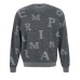 EMPORIO ARMANI PULLOVER GIROCOLLO REGULAR FIT BLUE IN LANA CON LOGO LETTERING ALL OVER GREY SFOGATO 