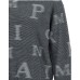 EMPORIO ARMANI PULLOVER GIROCOLLO REGULAR FIT BLUE IN LANA CON LOGO LETTERING ALL OVER GREY SFOGATO 