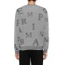 EMPORIO ARMANI PULLOVER GIROCOLLO REGULAR FIT GREY IN LANA CON LOGO LETTERING ALL OVER BLUE SFOGATO	