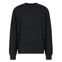 EMPORIO ARMANI MAGLIONE IN LANA VERGINE BLACK MOTIVO LINKS CON INSTARSIO LOGO LETTERING ALL OVER