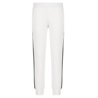 EMPORIO ARMANI PANTALONI JOGGER WHITE IN DOUBLE JERSEY DI MISTO COTONE CON BANDE BLACK CON LOGO LETTERING	