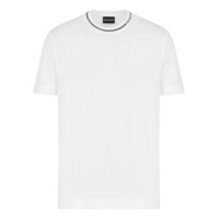 EMPORIO ARMANI T-SHIRT A MANICA CORTA WHITE REGULAR FIT CON COLLO LOGATO IN JERSEY MISTO LYOCELL ASV	