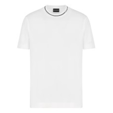 EMPORIO ARMANI T-SHIRT A MANICA CORTA WHITE REGULAR FIT CON COLLO LOGATO IN JERSEY MISTO LYOCELL ASV	