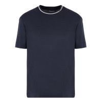 EMPORIO ARMANI T-SHIRT A MANICA CORTA BLUE REGULAR FIT CON COLLO LOGATO IN JERSEY MISTO LYOCELL ASV	