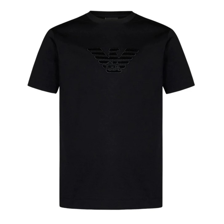 EMPORIO ARMANI T-SHIRT IN COTONE A MANICA CORTA BLACK CON LOGO EAGLE 