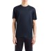 EMPORIO ARMANI T-SHIRT GIROCOLLO A MANICA CORTA BLU NAVY IN JERSEY MISTO LYOCELL ASV CON BANDE CON LOGO LETTERING A RILIEVO	