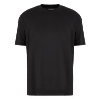 EMPORIO ARMANI T-SHIRT GIROCOLLO A MANICA CORTA BLACK IN JERSEY MISTO LYOCELL ASV CON BANDE CON LOGO LETTERING A RILIEVO 