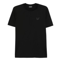 EMPORIO ARMANI T-SHIRT GIROCOLLO IN COTONE BLACK A MANICA CORTA CON LOGO RICAMATO 