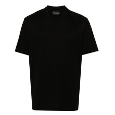 EMPORIO ARMANI T-SHIRT IN COTONE A MANICA CORTA BLACK CON LOGO LETTERING TONO SU TONO	