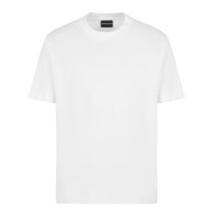 EMPORIO ARMANI T-SHIRT WHITE A MANICA CORTA IN JERSEY LIGHT CON RICAMO LOGO A RILIEVO ASV