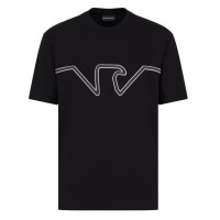 EMPORIO ARMANI T-SHIRT GIROCOLLO A MANICA CORTA REGULAR FIT BLACK IN JERSEY HEAVY CON RICAMO LOGO EAGLE A RILIEVO ASV