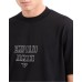 EMPORIO ARMANI T-SHIRT REGULAR FIT A MANICA CORTA BLACK IN JERSEY HEAVY CON RICAMO LOGO LETTERING A RILIEVO ASV