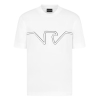 EMPORIO ARMANI T-SHIRT GIROCOLLO A MANICA CORTA REGULAR FIT WHITE IN JERSEY HEAVY CON RICAMO LOGO EAGLE A RILIEVO ASV