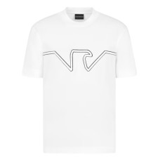 EMPORIO ARMANI T-SHIRT GIROCOLLO A MANICA CORTA REGULAR FIT WHITE IN JERSEY HEAVY CON RICAMO LOGO EAGLE A RILIEVO ASV