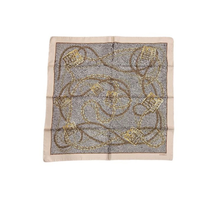 BORBONESE FOULARD CATENE IN SETA COLOR BEIGE 