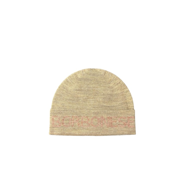 BORBONESE CAPPELLO DA DONNA BEIGE CON LOGO LETTERING ROSA 