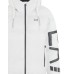 EA7 EMPORIO ARMANI BOMBER JACKET OVERSIZE CON CAPPUCCIO IN TESSUTO TECNICO WHITE E MAXI LOGO LETTERING BLACK