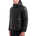 EA7 EMPORIO ARMANI BOMBER JACKET BLACK CON CAPPUCCIO ESTRAIBILE E MAXI LOGO LETTERING RICAMATO TONO SU TONO 