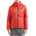 EA7 EMPORIO ARMANI BOMBER JACKET ORANGE CON CAPPUCCIO ESTRAIBILE E MAXI LOGO LETTERING RICAMATO BLACK