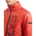 EA7 EMPORIO ARMANI BOMBER JACKET ORANGE CON CAPPUCCIO ESTRAIBILE E MAXI LOGO LETTERING RICAMATO BLACK