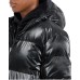 EA7 EMPORIO ARMANI BOMBER JACKET IMBOTTITO BLACK CON CAPPUCCIO IN TESSUTO TECNICO CON LOGO LETTERING ALL OVER