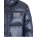 EA7 EMPORIO ARMANI BOMBER JACKET BLUE CON CAPPUCCIO E PATCH CON LOGO LETTERING