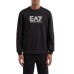 EA7 EMPORIO ARMANI FELPA GIROCOLLO IN MISTO COTONE BLACK CON LOGO LETTERING STAMPATO	