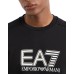 EA7 EMPORIO ARMANI FELPA GIROCOLLO IN MISTO COTONE BLACK CON LOGO LETTERING STAMPATO	