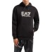 EA7 EMPORIO ARMANI FELPA CON CAPPUCCIO IN MISTO COTONE BLACK CON LOGO LETTERING	