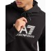 EA7 EMPORIO ARMANI FELPA CON CAPPUCCIO IN MISTO COTONE BLACK CON LOGO LETTERING	