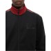 EA7 EMPORIO ARMANI FELPA A COLLO ALTO FULL ZIP BLACK CON LOGO LETTERING E BANDE BORDEAUX CON LOGO LETTERING	