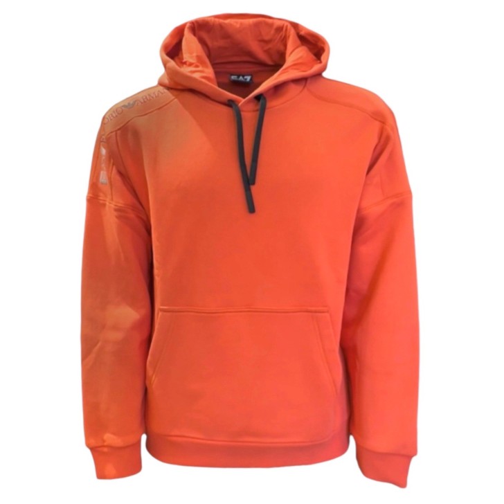 EA7 EMPORIO ARMANI FELPA CON CAPPUCCIO IN MISTO COTONE ORANGE